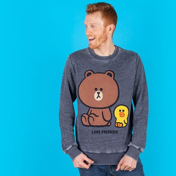 Line Friends Cony Brown Sally Vintage Grey Sweater from Recovered Line Friends Cony Brown Sally Vintage Grey Sweater from Recovered