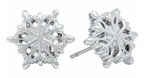 14kt White Gold Plated Frozen Snowflake Stud Earrings