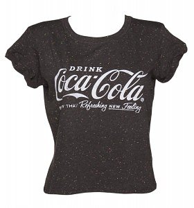 Ladies_Coca_Cola_Logo_Speckled_Rolled_Sleeve_T_Shirt_hi_res