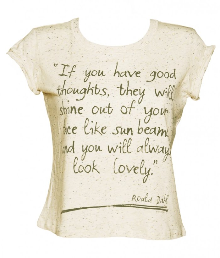 Ladies_Roald_Dahl_Good_Thoughts_Speckled_Rolled_Sleeve_T_Shirt_hi_res