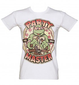 Mens_White_Party_Master_Michaelangelo_Teenage_Mutant_Ninja_Turtles_T_Shirt