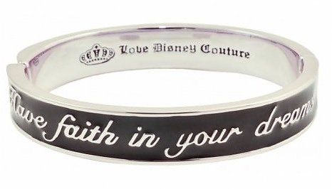 Platinum Plated Black Enamel Have Faith In Your Dreams Cinderella Bangle