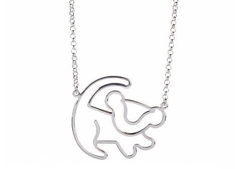 Platinum Plated Simba Outline Lion King Necklace
