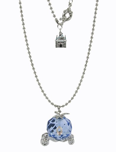 Silver Plated And Crystal Cinderella Carriage Pendant Necklace