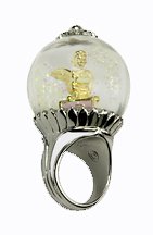 Silver Plated Tinkerbell Snow Globe Ring