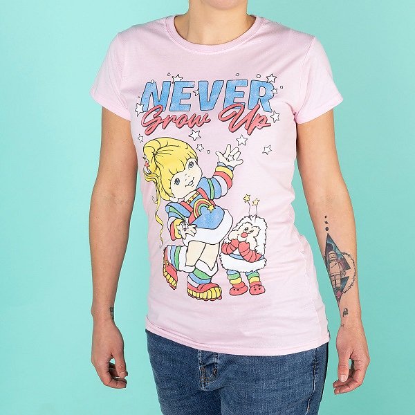 Rainbow Brite Never Grow Up Light Pink Fitted T-Shirt