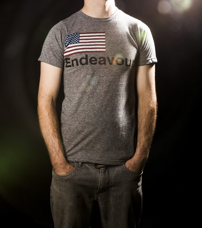 Men's Grey Marl NASA Endeavour US Flag T-Shirt from Palmercash