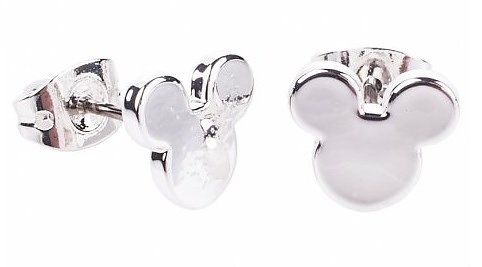 White Gold Plated Small Mickey Mouse Silhouette Stud Earrings